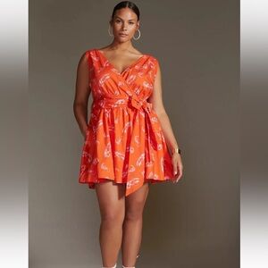 Anthropologie Orange Paisley Mini Dress